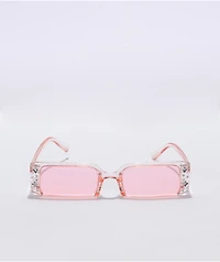 Pink Half Rim Rectangle Sunglasses