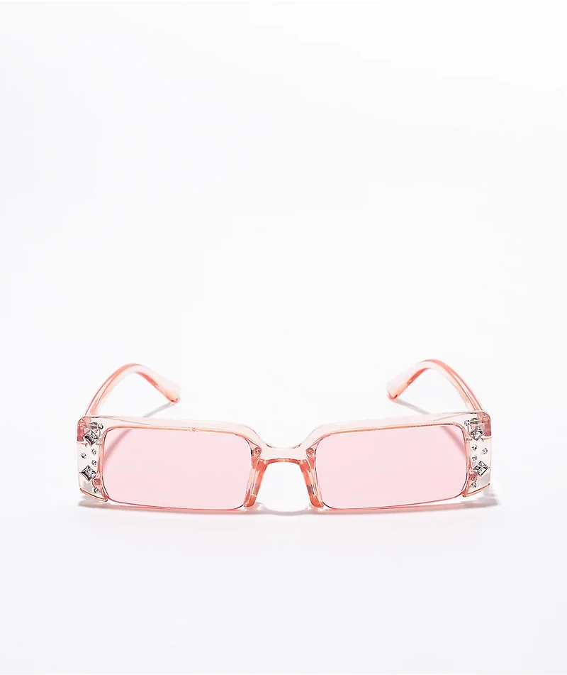 Pink Rectangle Bling Sunglasses