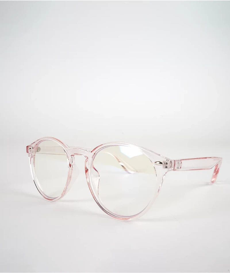 Pink Round Blue Light Glasses