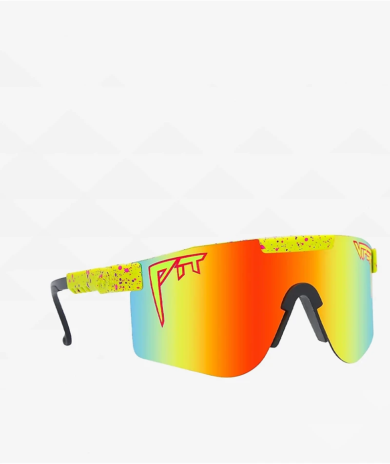 Pit Viper 1993 Double Wide Neon Green Polarized Sunglasses