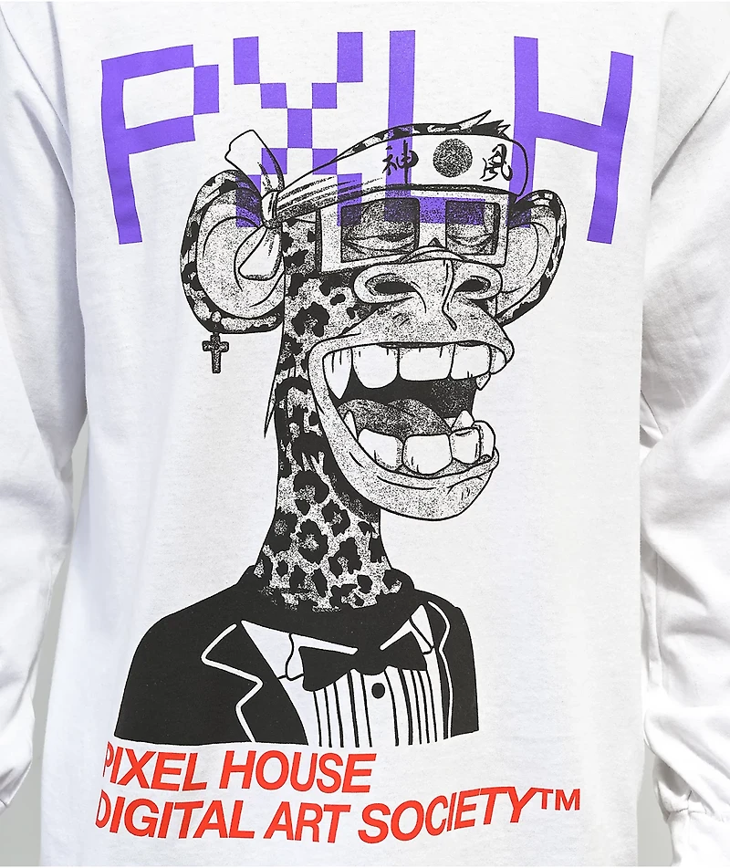 Pixel House Digital Art Society White Long Sleeve T-Shirt