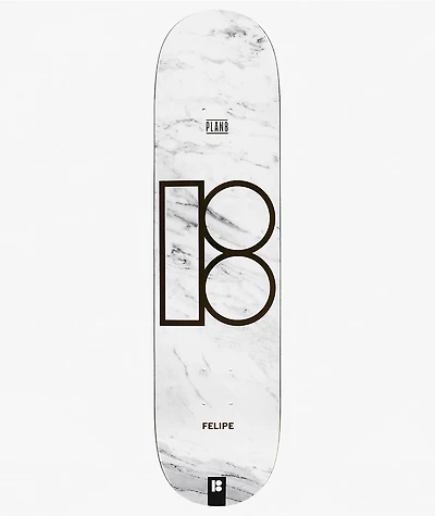 Plan B Gustavo White Marble Twin 8.0" Skateboard Deck