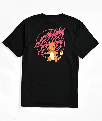 Pokémon & Santa Cruz Fire Type 1 Youth Black T-Shirt