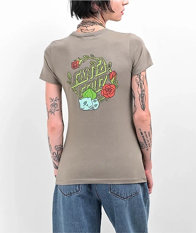 Pokémon & Santa Cruz Grass Type 1 Women's Grey T-Shirt