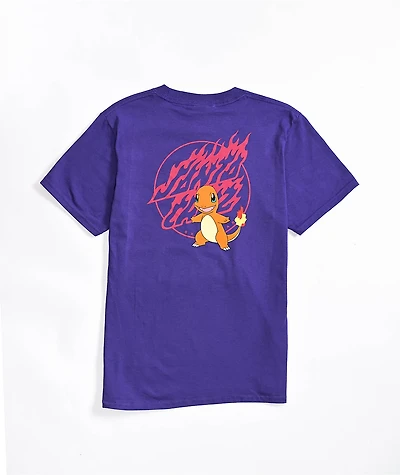 Pokemon & Santa Cruz Fire Type 1 Youth Purple T-Shirt