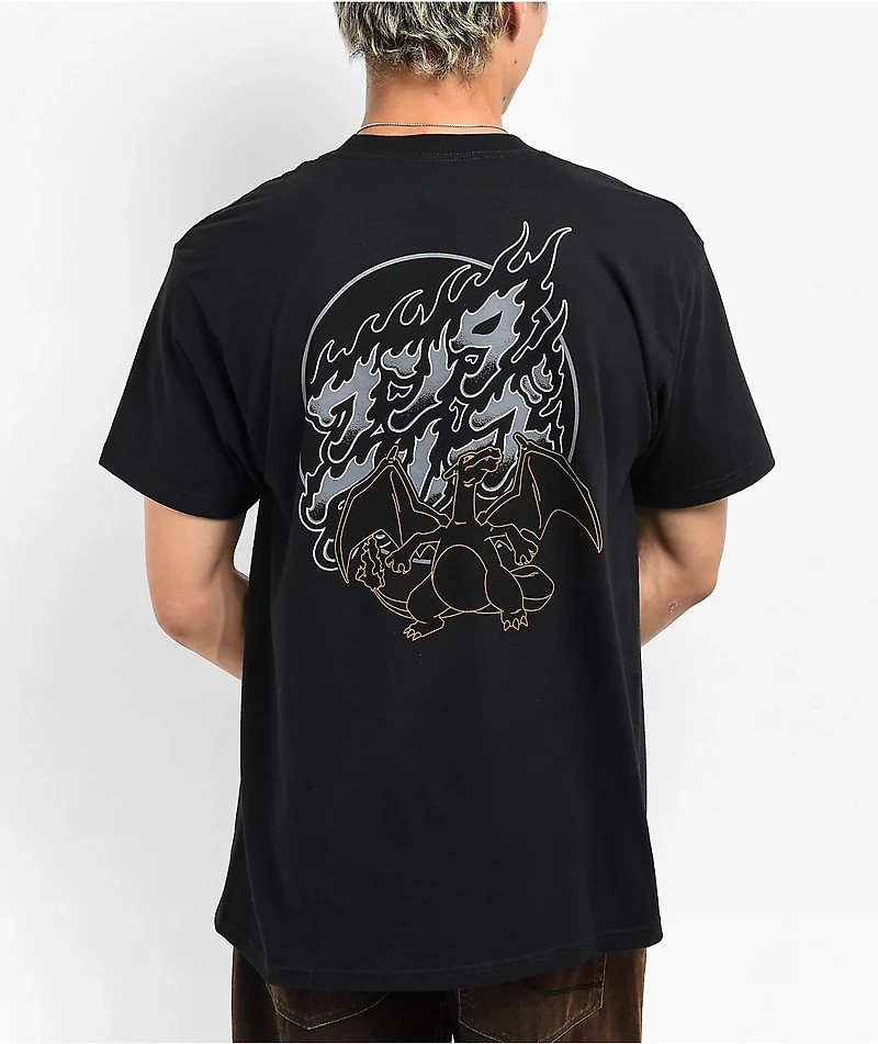 Pokemon & Santa Cruz Fire Type 3 Men's Black T-Shirt