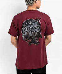 Pokemon & Santa Cruz Fire Type 3 Men's Burgundy T-Shirt