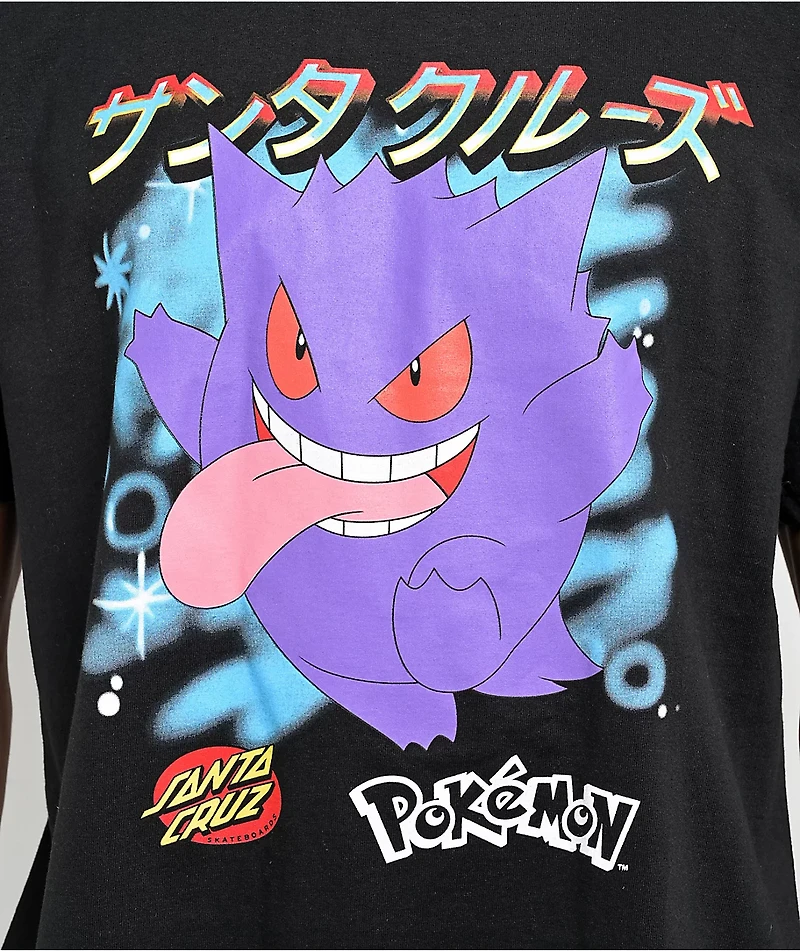 Pokemon & Santa Cruz Ghost Type 3 Men's Black T-Shirt