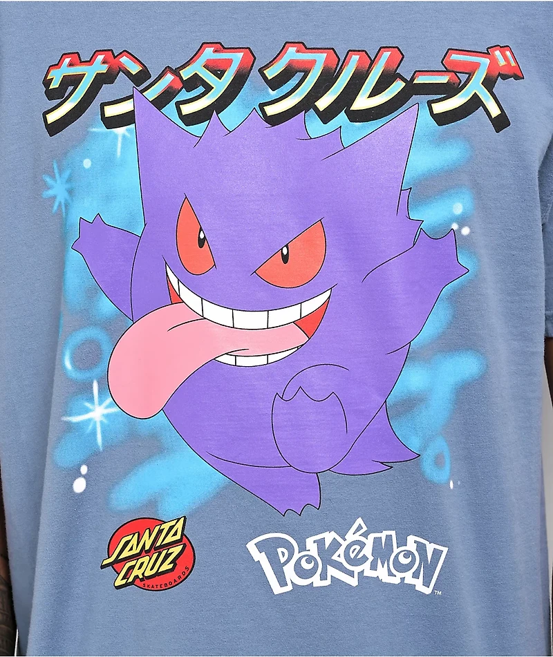 Pokemon & Santa Cruz Ghost Type 3 Men's Blue T-Shirt