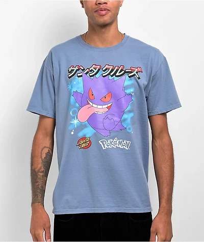 Pokemon & Santa Cruz Ghost Type 3 Men's Blue T-Shirt