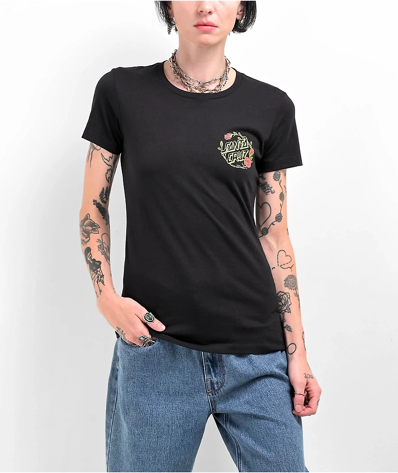Pokemon & Santa Cruz Grass Type 1 Women's Black T-Shirt