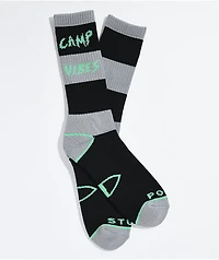 Poler Camp Vibes Black & Grey Crew Socks
