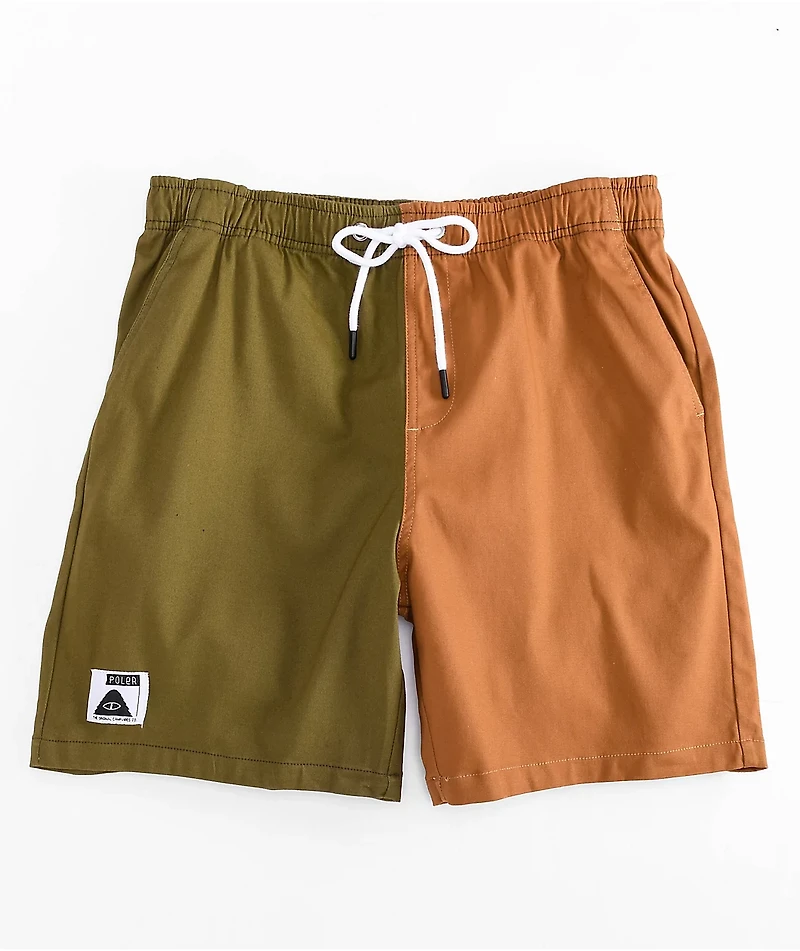 Poler Dusty Brown & Green Shorts