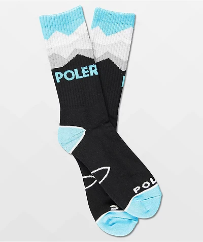 Poler Mountain Black & Blue Crew Socks