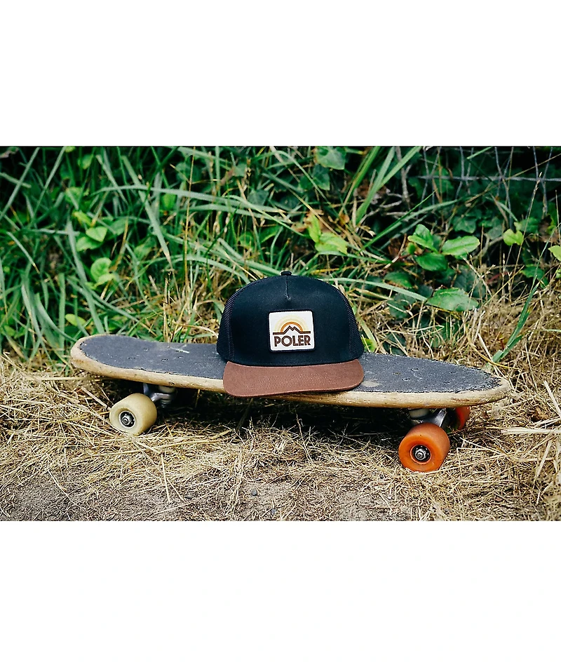Poler Mountain Rainbow Patch Black & White Trucker Hat