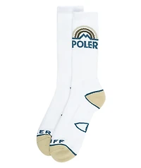 Poler Mountain Rainbow White Crew Socks
