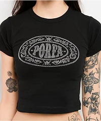 Porfa Logo Black Crop T-Shirt