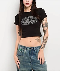 Porfa Logo Black Crop T-Shirt