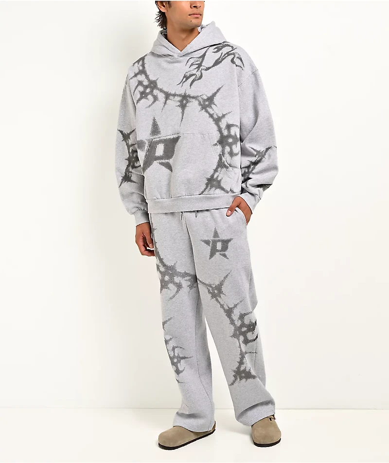 Porfa P Star Grey Baggy Sweatpants