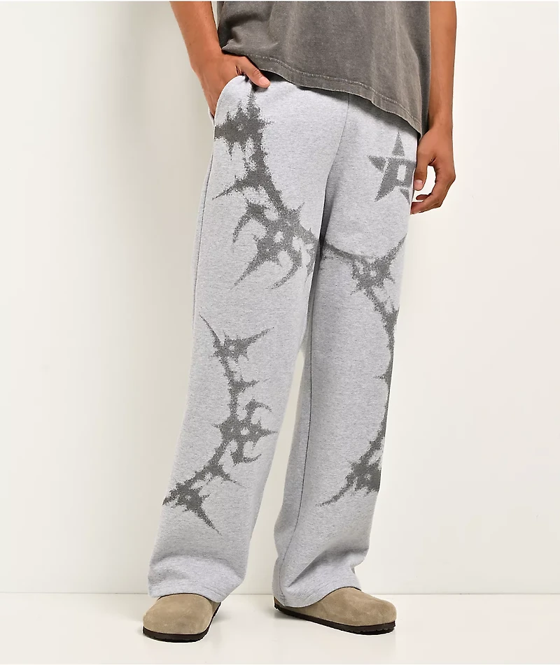Porfa P Star Grey Baggy Sweatpants