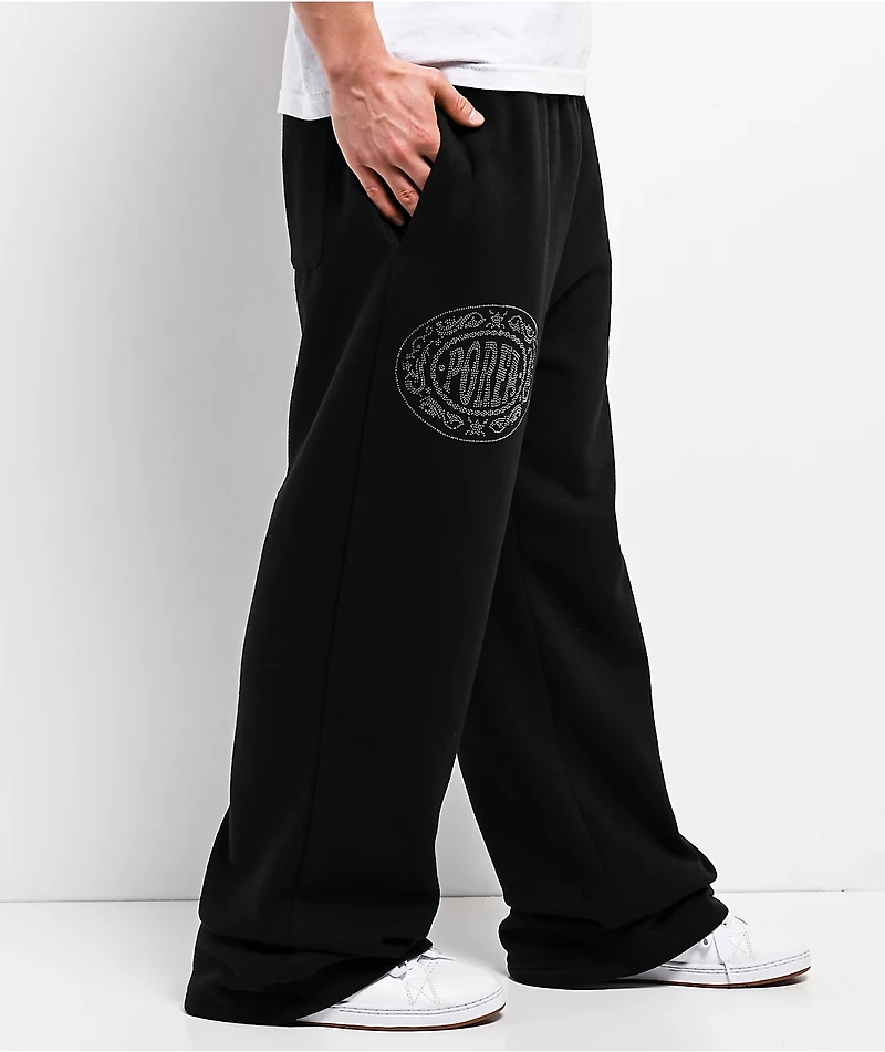 Porfa Stones Black Baggy Sweatpants