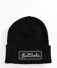 Porous Walker Chainstitch Butthole Black Beanie
