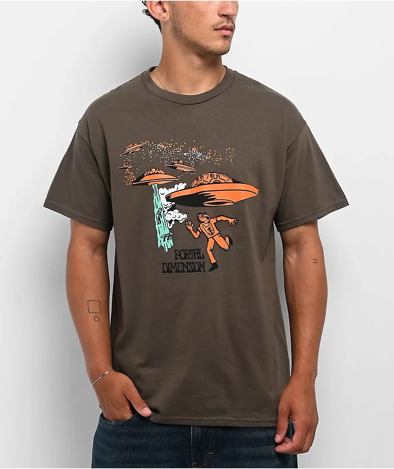 Portal Dimension UFO Dark Green T-Shirt