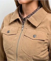 Pretty Garbage Jinny Khaki Corduroy Crop Jacket