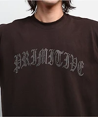 Primitive Archie Rhinestone Brown Heavyweight T-Shirt
