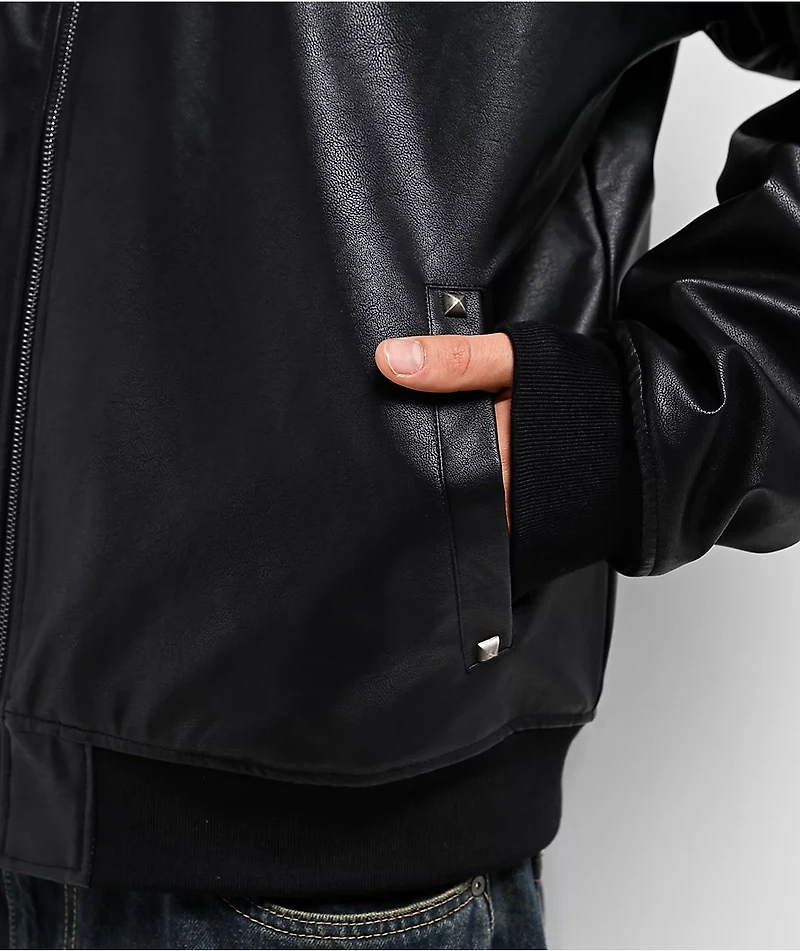 Primitive Borough Black Faux-Leather Jacket