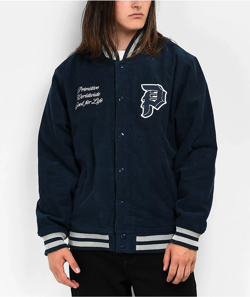 Primitive Bradford Blue Corduroy Varsity Jacket