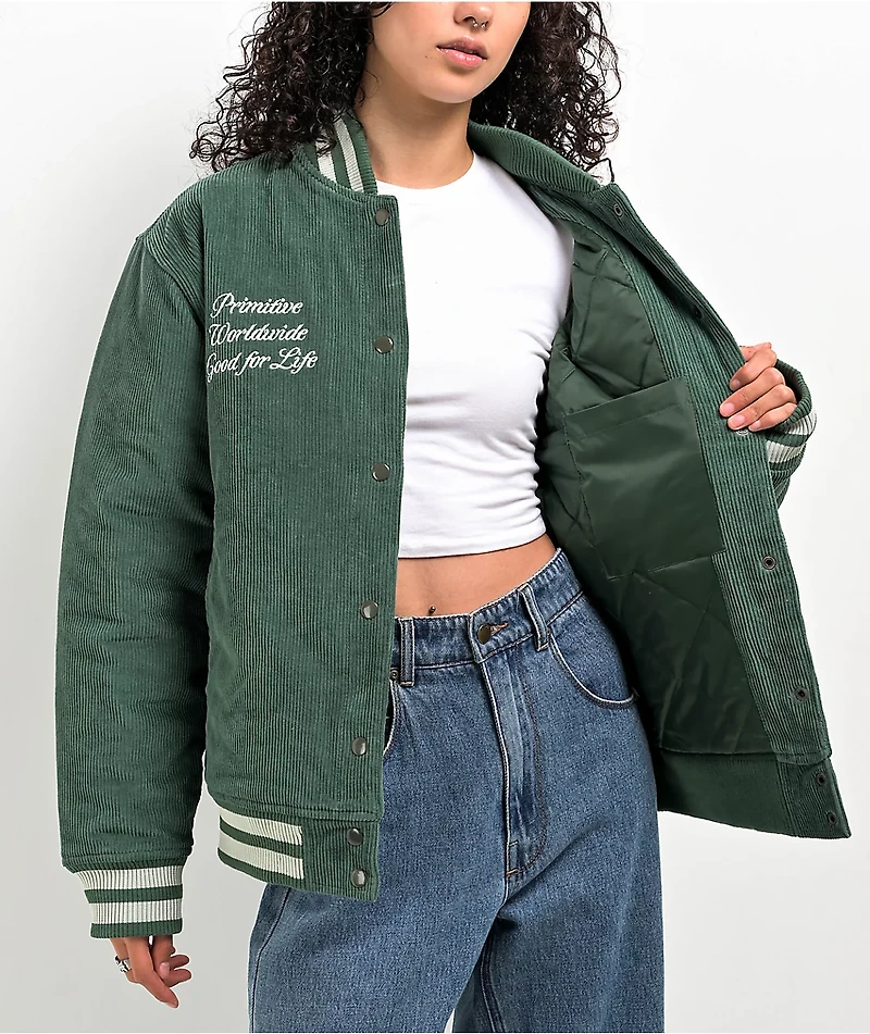 Primitive Bradford Green Corduroy Varsity Jacket