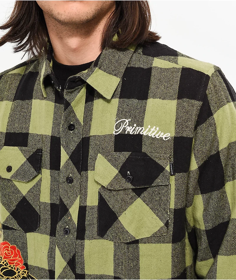 Primitive Buffalo Black & Green Flannel Shirt