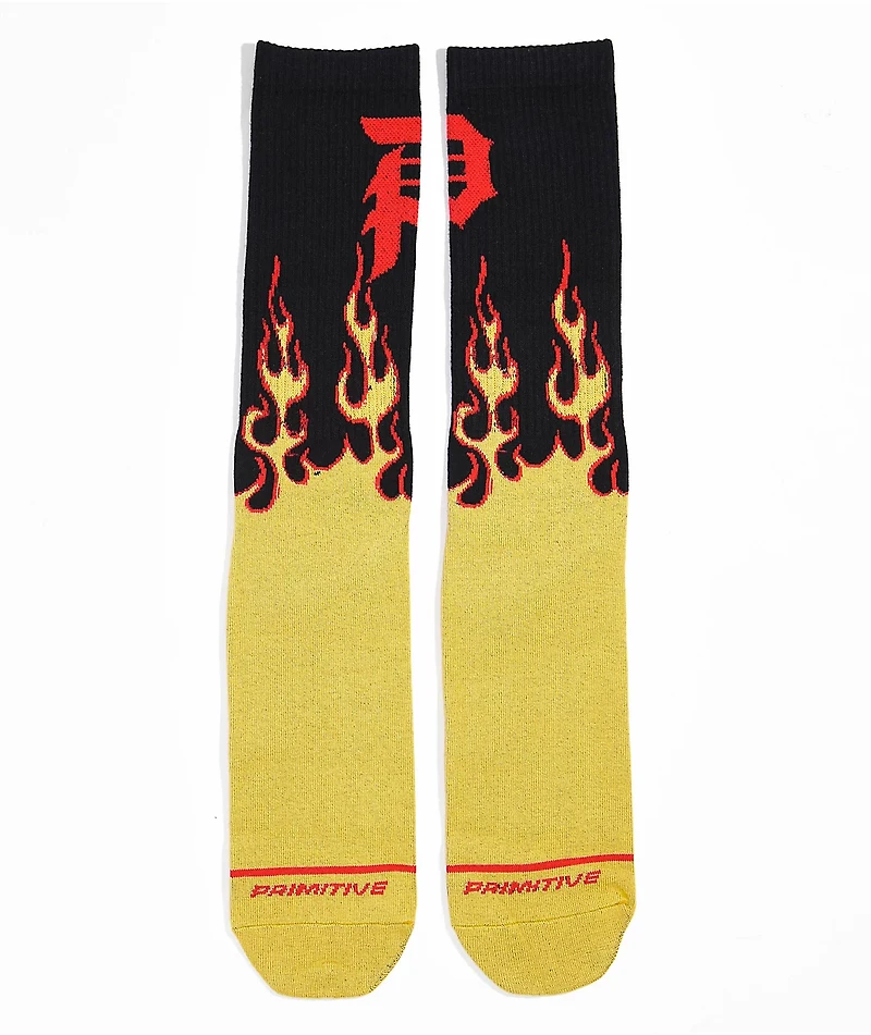 Primitive Burnout Black Crew Socks