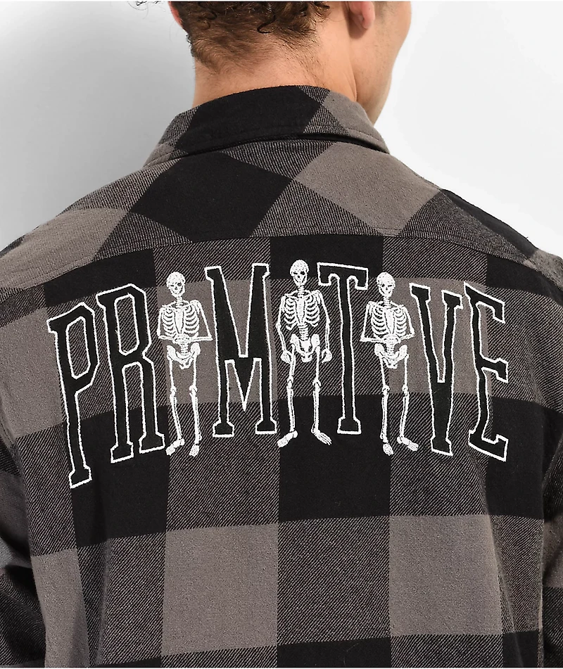 Primitive Bygone Grey Long Sleeve Flannel Shirt