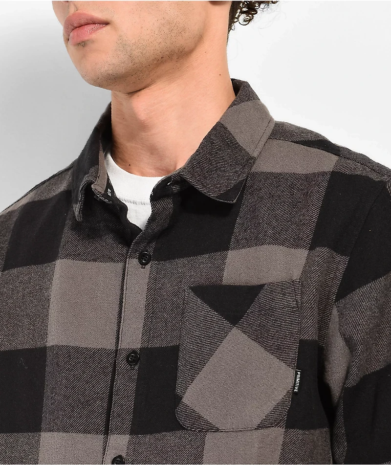 Primitive Bygone Grey Long Sleeve Flannel Shirt