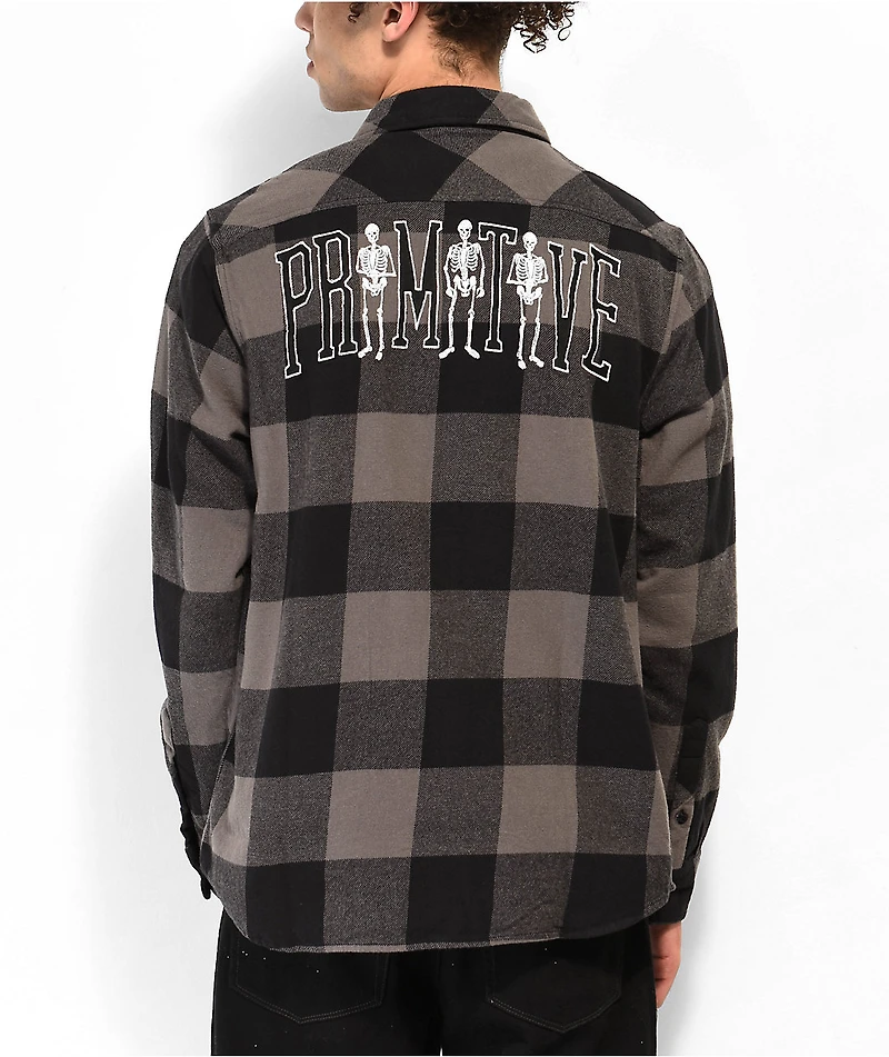 Primitive Bygone Grey Long Sleeve Flannel Shirt