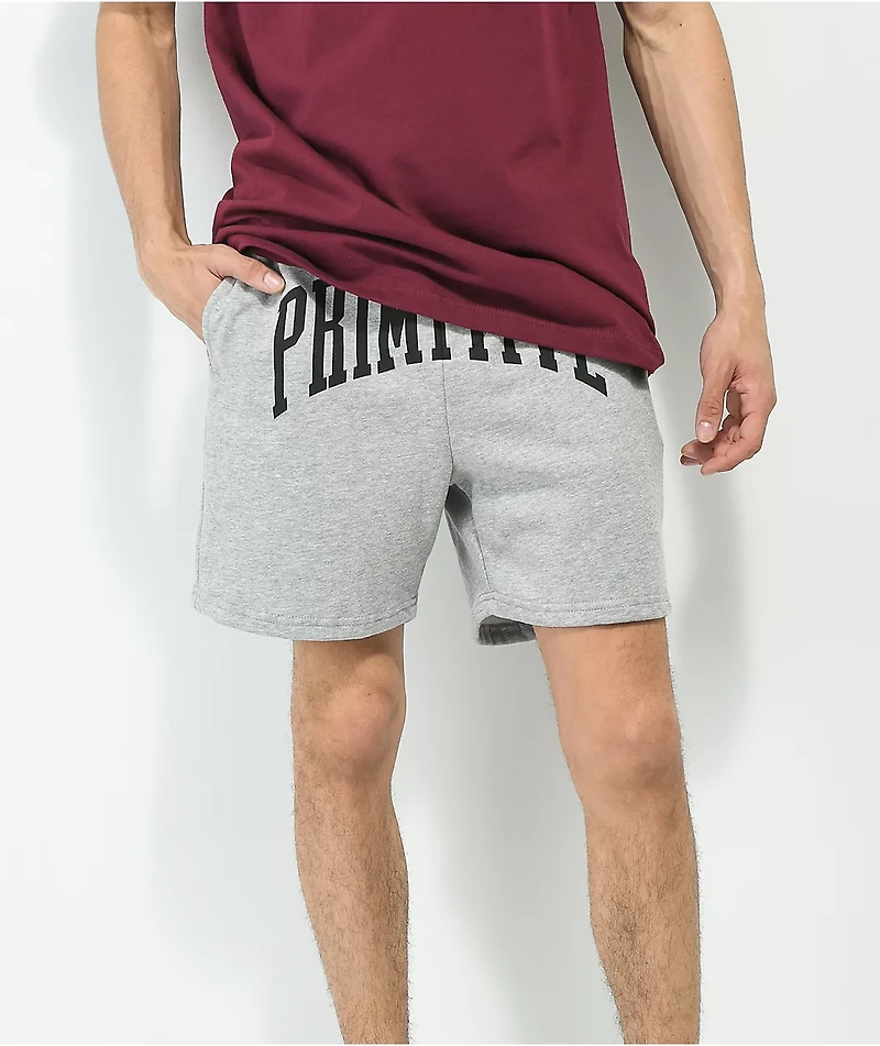 Primitive Collegiate Arch Grey Fleece Sweat Shorts
