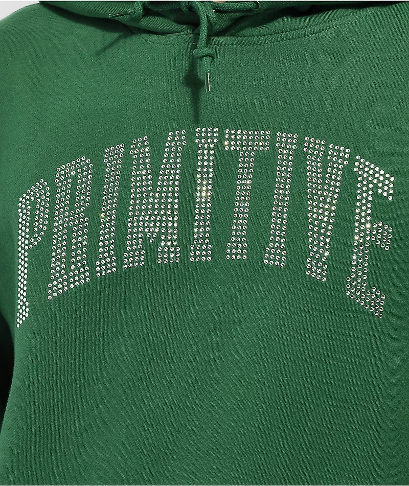 Primitive Collegiate Rhinestone Green Hoodie