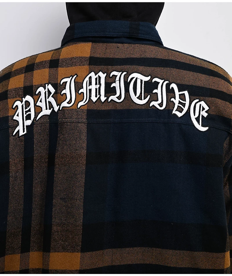 Primitive De Soto Brown & Blue Hooded Flannel Jacket