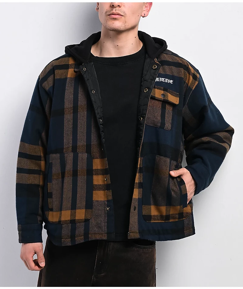 Primitive De Soto Brown & Blue Hooded Flannel Jacket