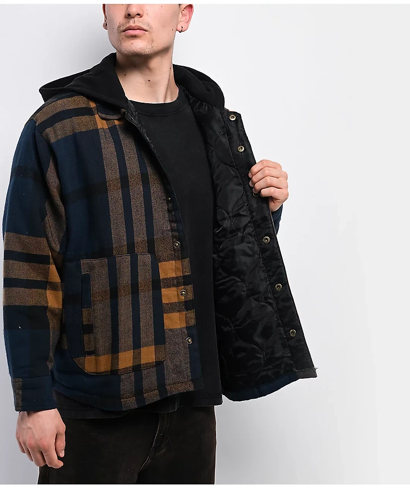 Primitive De Soto Brown & Blue Hooded Flannel Jacket