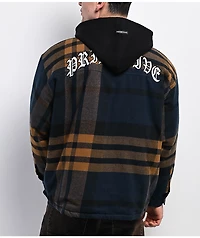 Primitive De Soto Brown & Blue Hooded Flannel Jacket