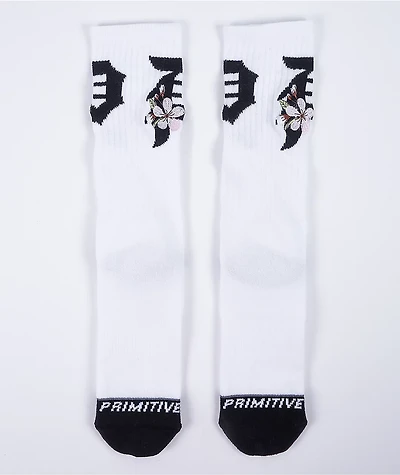 Primitive Dirty P Cherry Blossom White Crew Socks