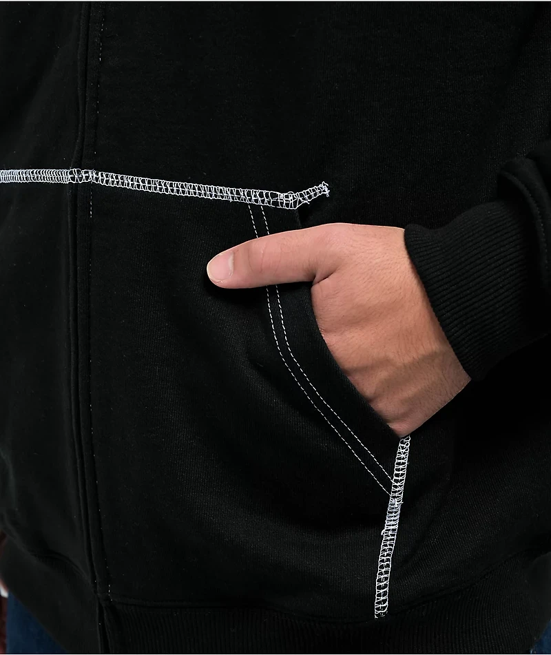 Primitive Dune II Black & White Contrast Stitch Zip Hoodie