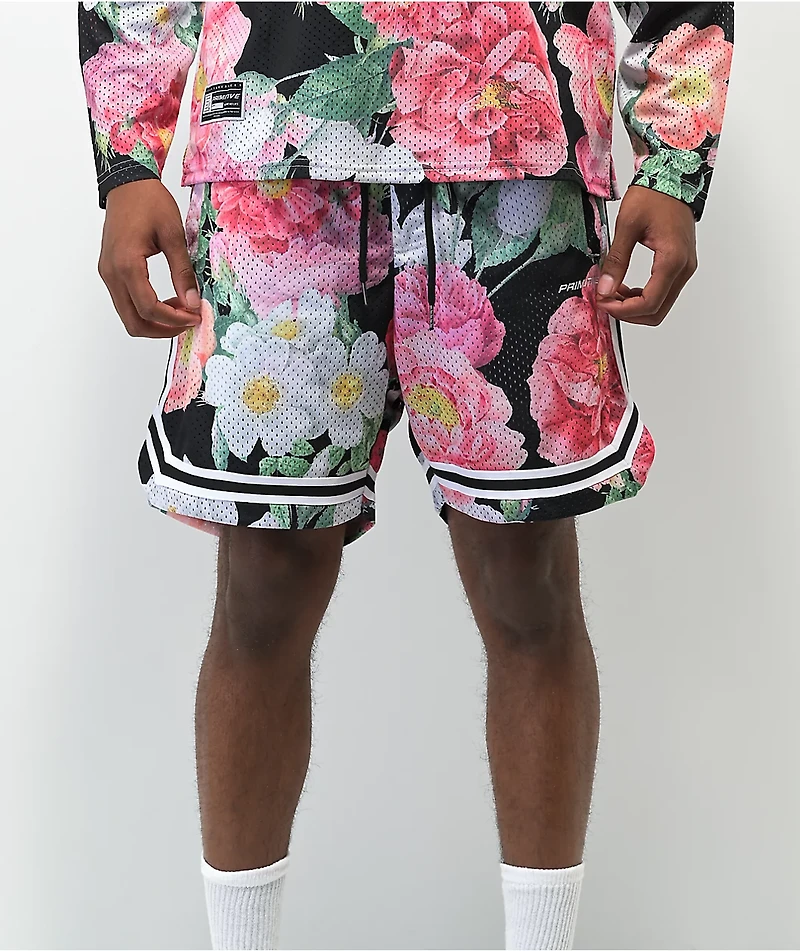 Primitive Eden Black & Floral Mesh Shorts