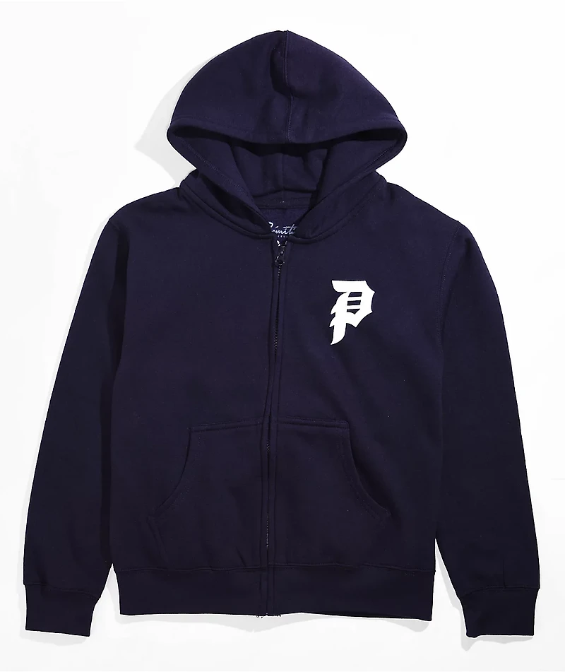 Primitive Kids Dirty P Navy Blue Zip Hoodie