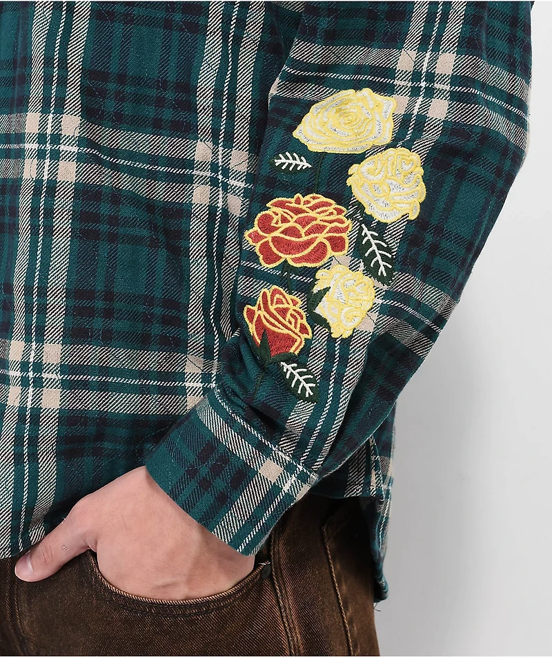 Primitive Layne Green Hooded Flannel Shirt