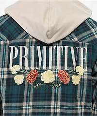 Primitive Layne Green Hooded Flannel Shirt