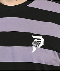 Primitive Lotus Black & Purple Stripe T-Shirt